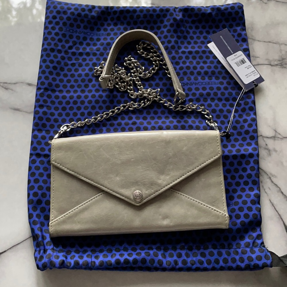 Rebecca Minkoff Wallet on a Chain, Pale Grey